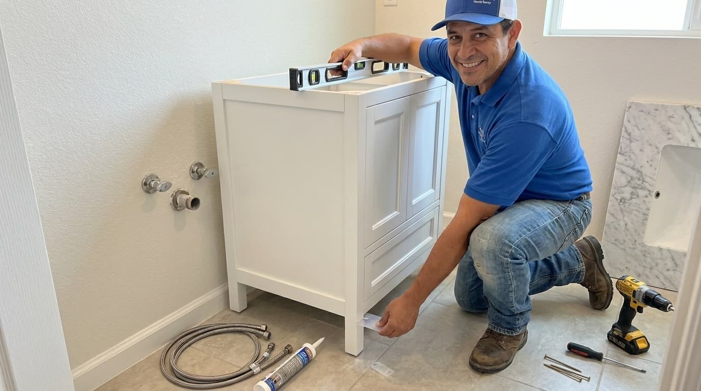 How to Install a New Freestanding Bathroom Vanity and Faucet